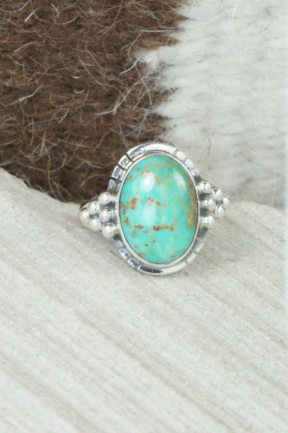 Turquoise & Sterling Silver Ring - Mark Barney - Size 4.5