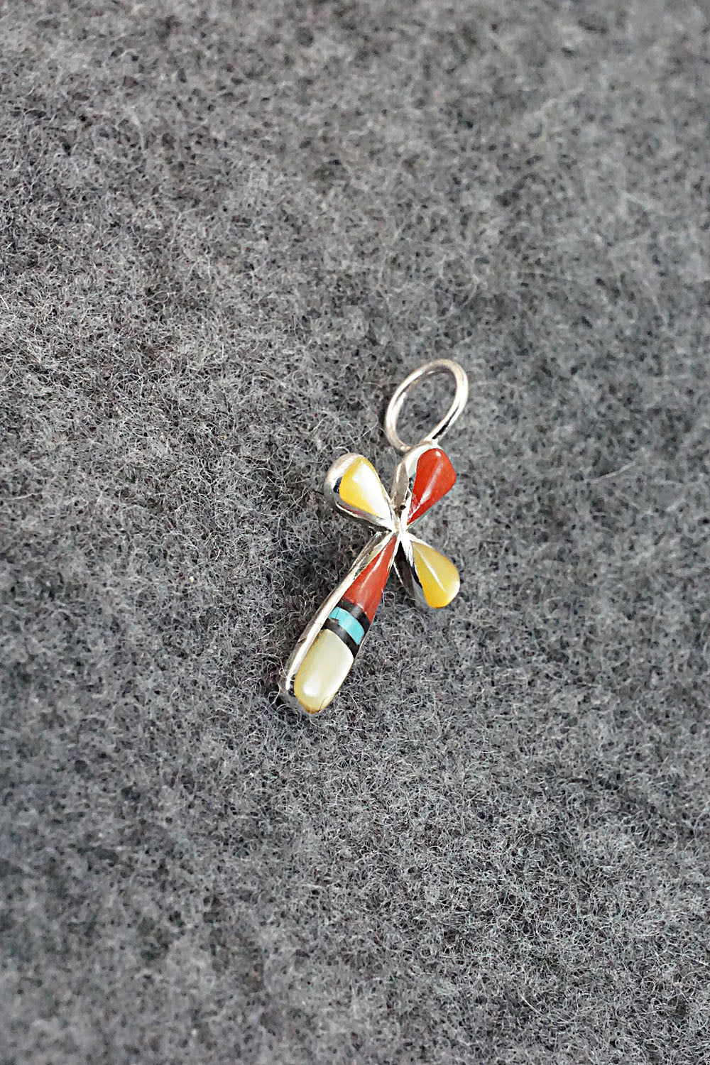 Multi Stone & Sterling Silver Inlay Pendant - Kristina Bowannie