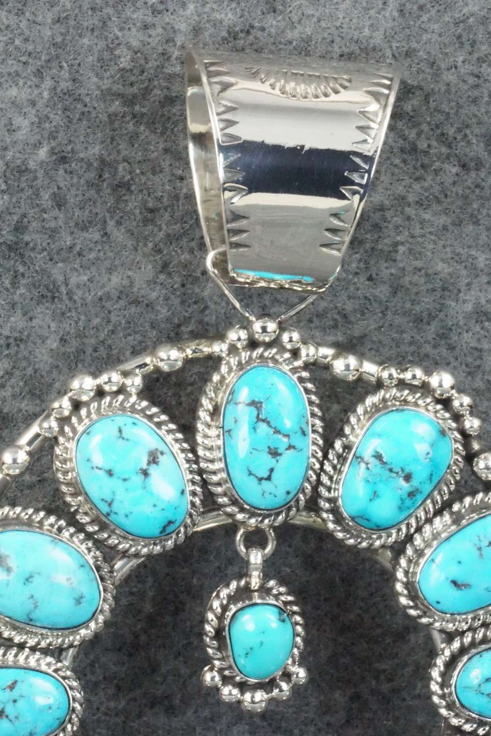 Turquoise and Sterling Silver Naja Pendant - Vernon Johnson
