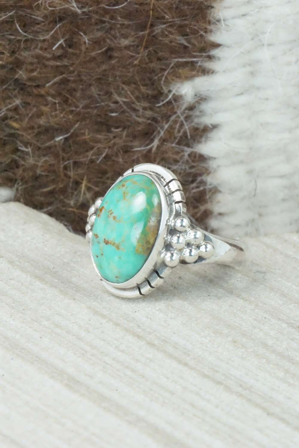 Turquoise & Sterling Silver Ring - Mark Barney - Size 4.5