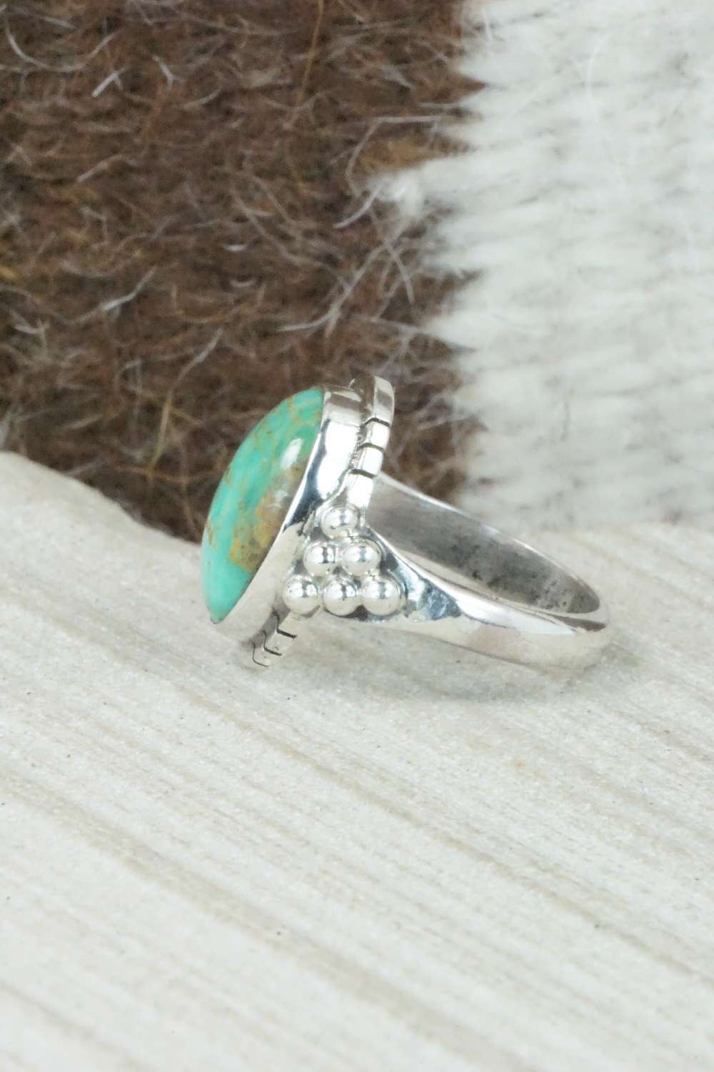 Turquoise & Sterling Silver Ring - Mark Barney - Size 4.5