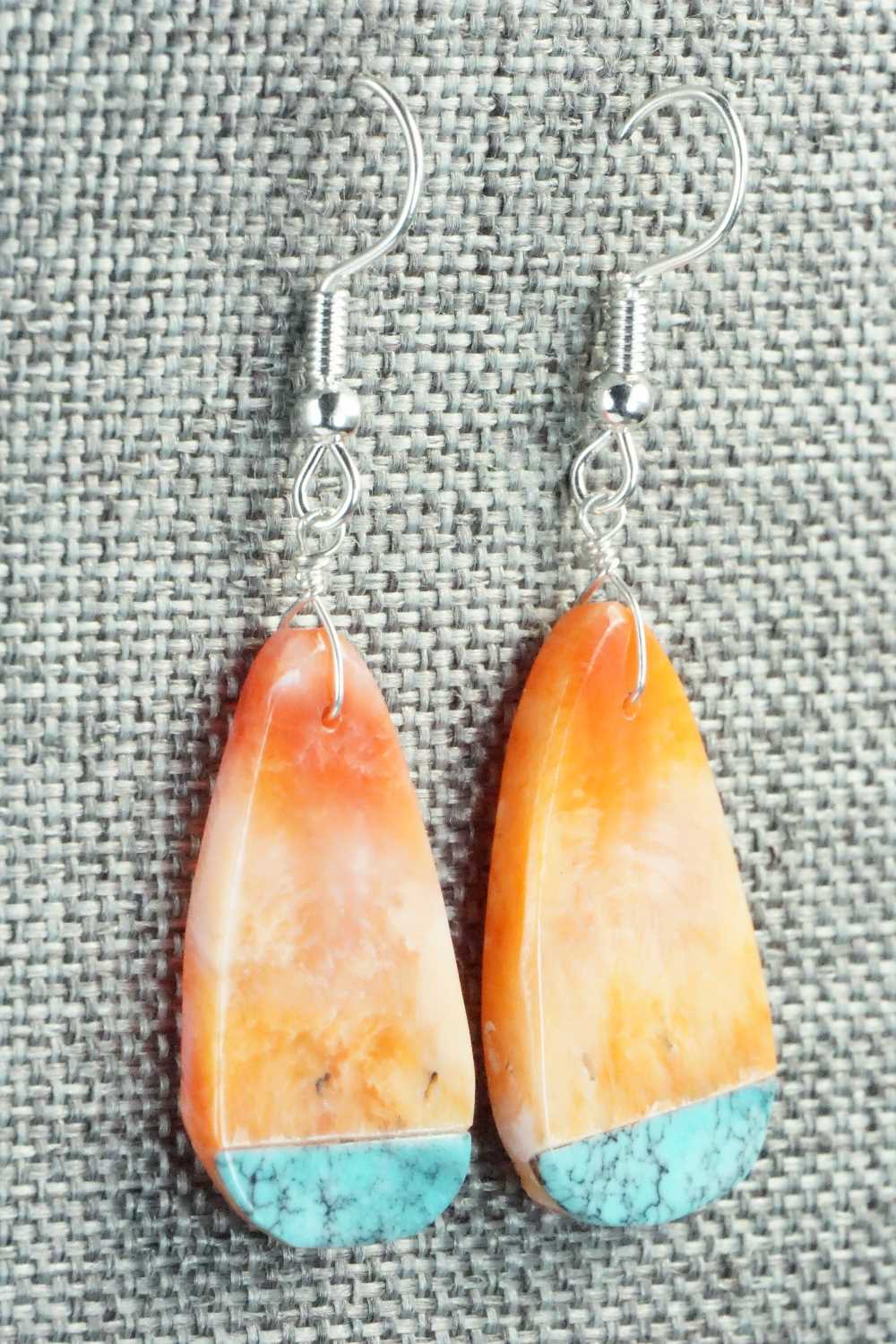 Spiny Oyster, Turquoise & Sterling Silver Earrings - Santo Domingo