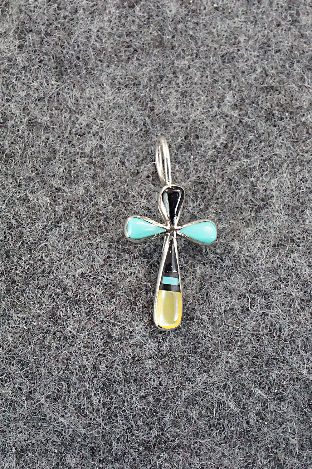 Multi Stone & Sterling Silver Inlay Pendant - Kristina Bowannie