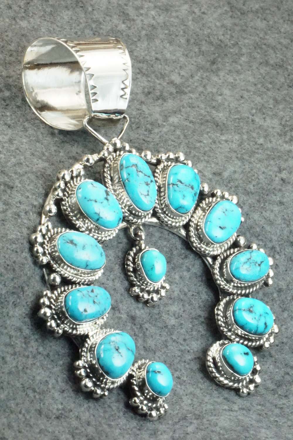 Turquoise and Sterling Silver Naja Pendant - Vernon Johnson