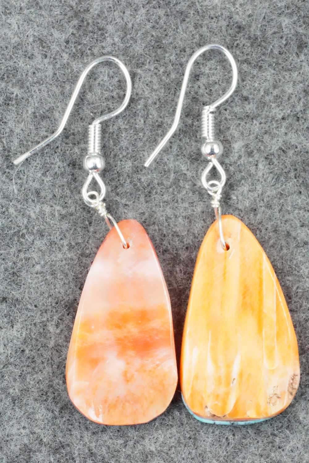 Spiny Oyster, Turquoise & Sterling Silver Earrings - Santo Domingo