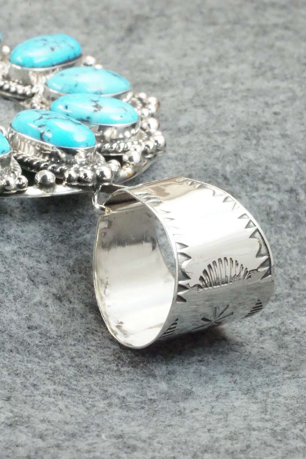 Turquoise and Sterling Silver Naja Pendant - Vernon Johnson