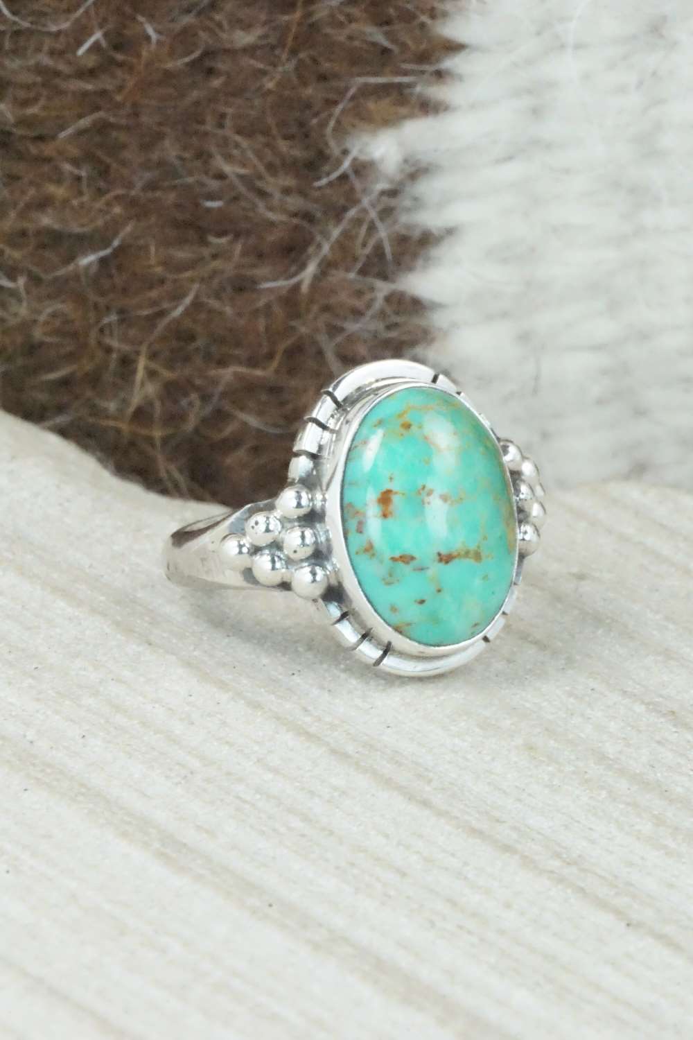 Turquoise & Sterling Silver Ring - Mark Barney - Size 4.5