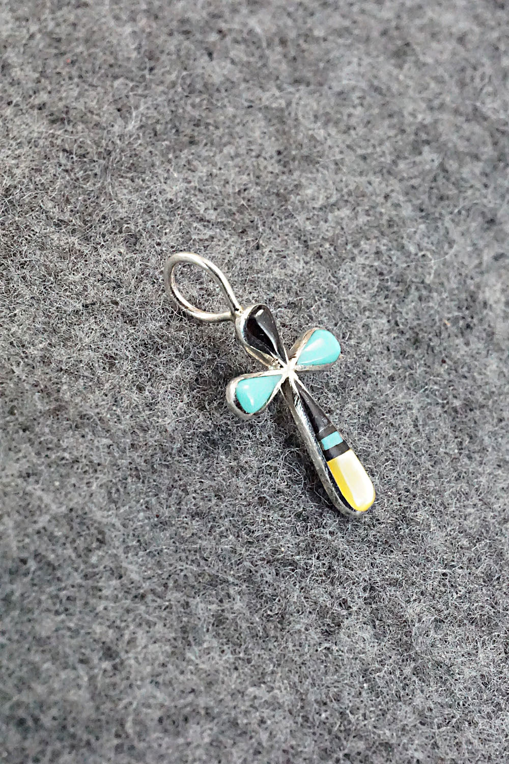 Multi Stone & Sterling Silver Inlay Pendant - Kristina Bowannie