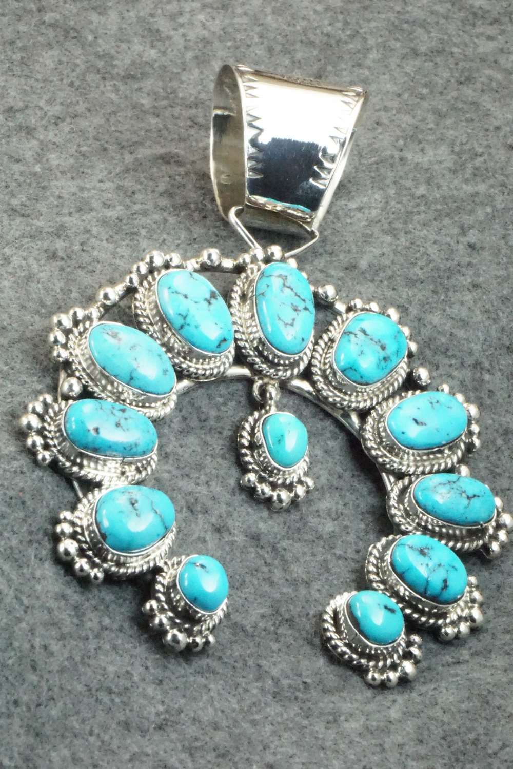 Turquoise and Sterling Silver Naja Pendant - Vernon Johnson