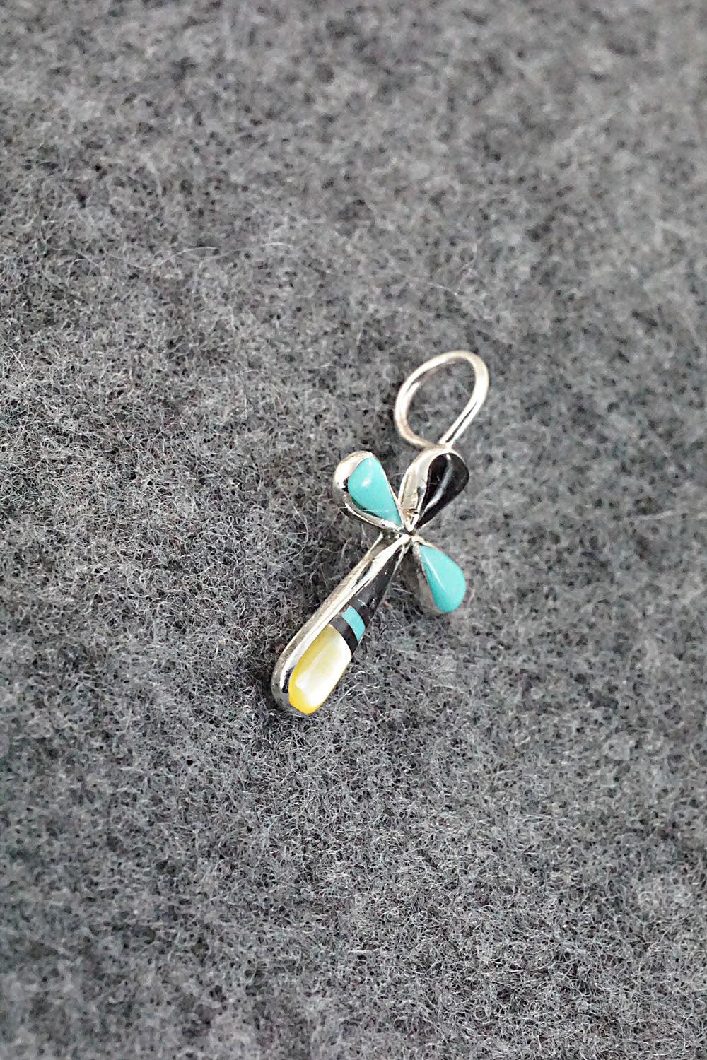 Multi Stone & Sterling Silver Inlay Pendant - Kristina Bowannie