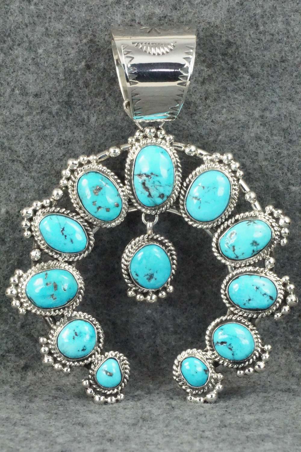 Turquoise and Sterling Silver Naja Pendant - Vernon Johnson