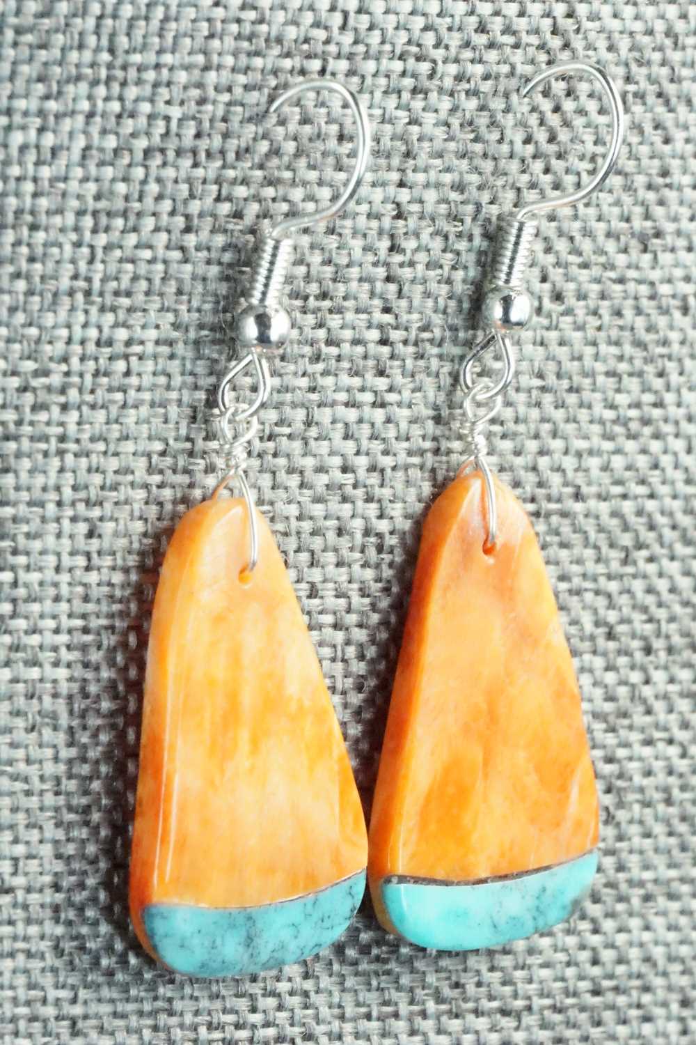 Spiny Oyster, Turquoise & Sterling Silver Earrings - Santo Domingo