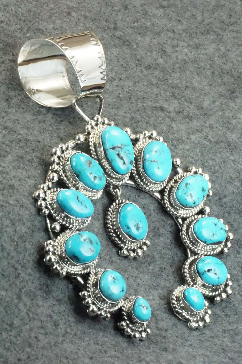 Turquoise and Sterling Silver Naja Pendant - Vernon Johnson