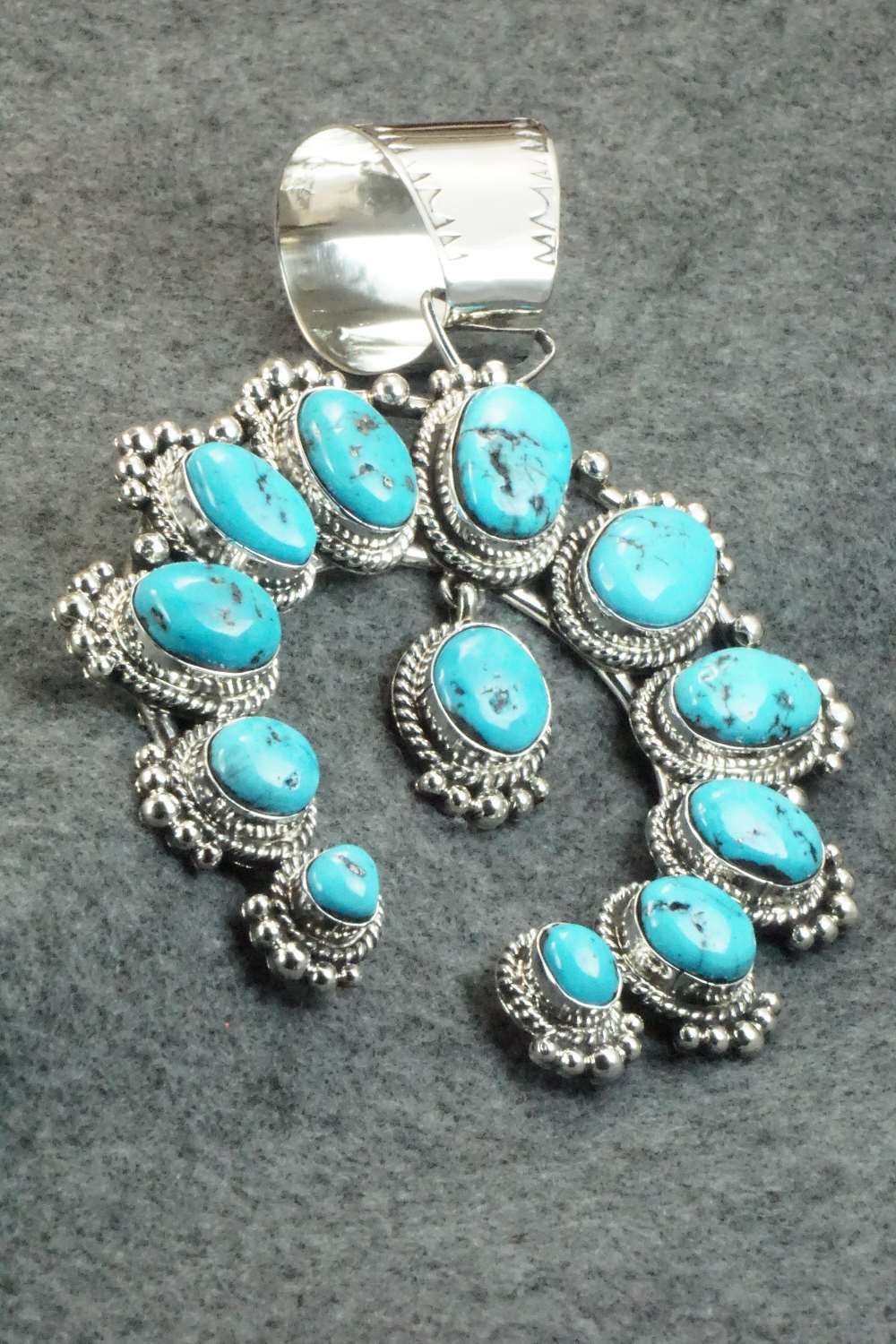 Turquoise and Sterling Silver Naja Pendant - Vernon Johnson