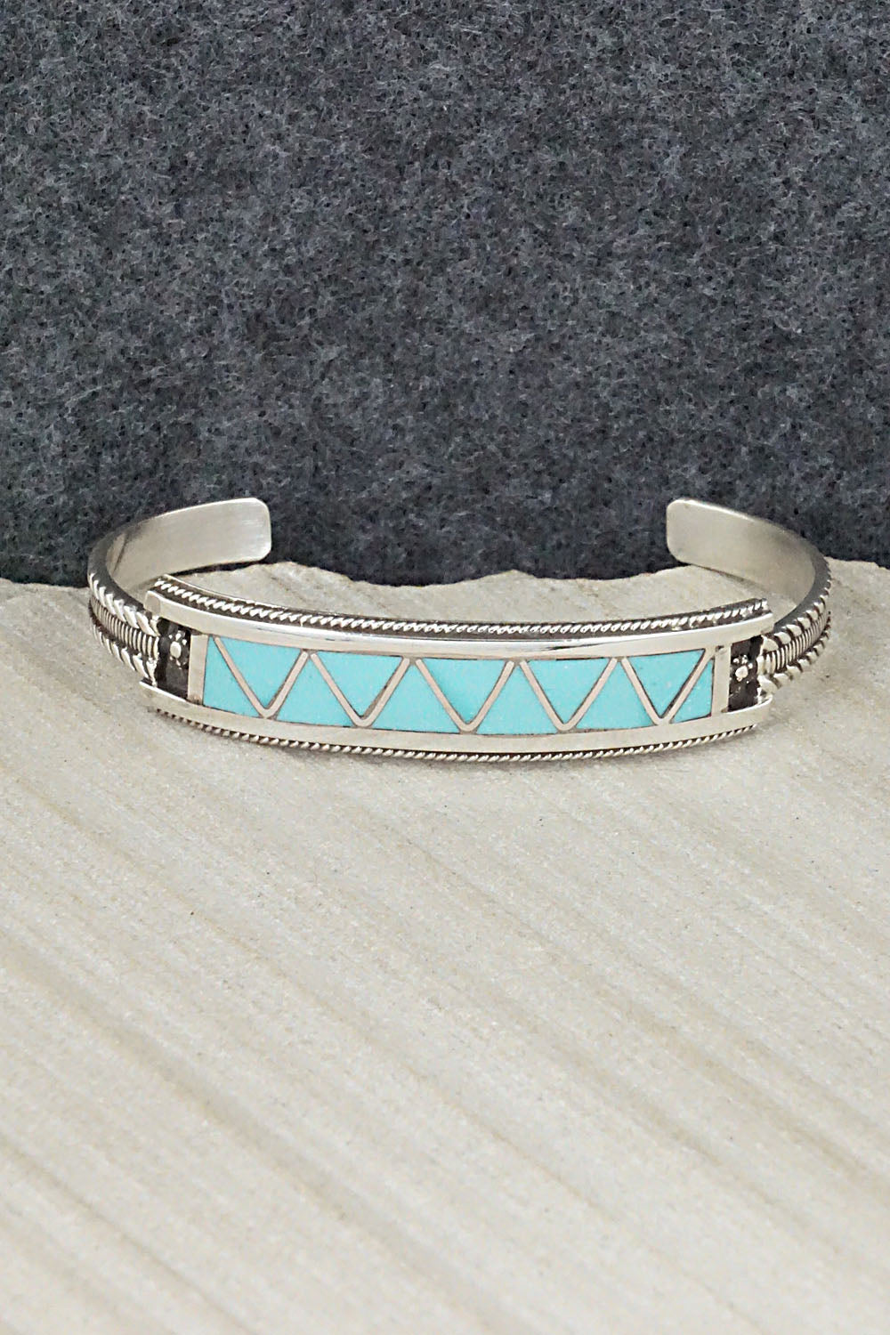 Turquoise & Sterling Silver Inlay Bracelet - Claudine Haloo