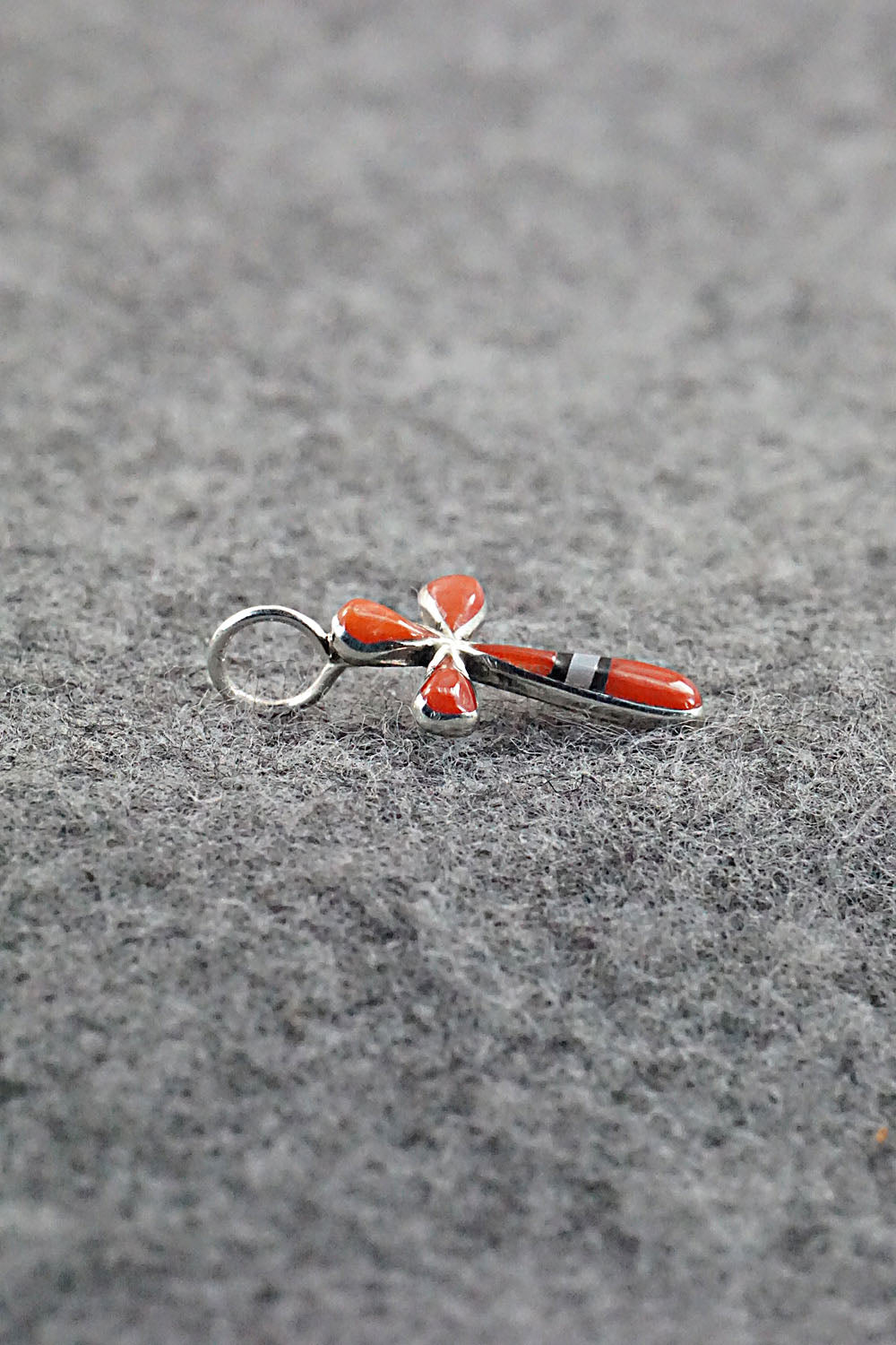 Multi Stone & Sterling Silver Inlay Pendant - Kristina Bowannie