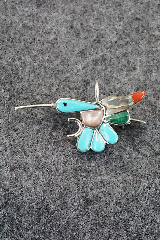 Multi Stone and Sterling Silver Pendant & Pin - India Natewa