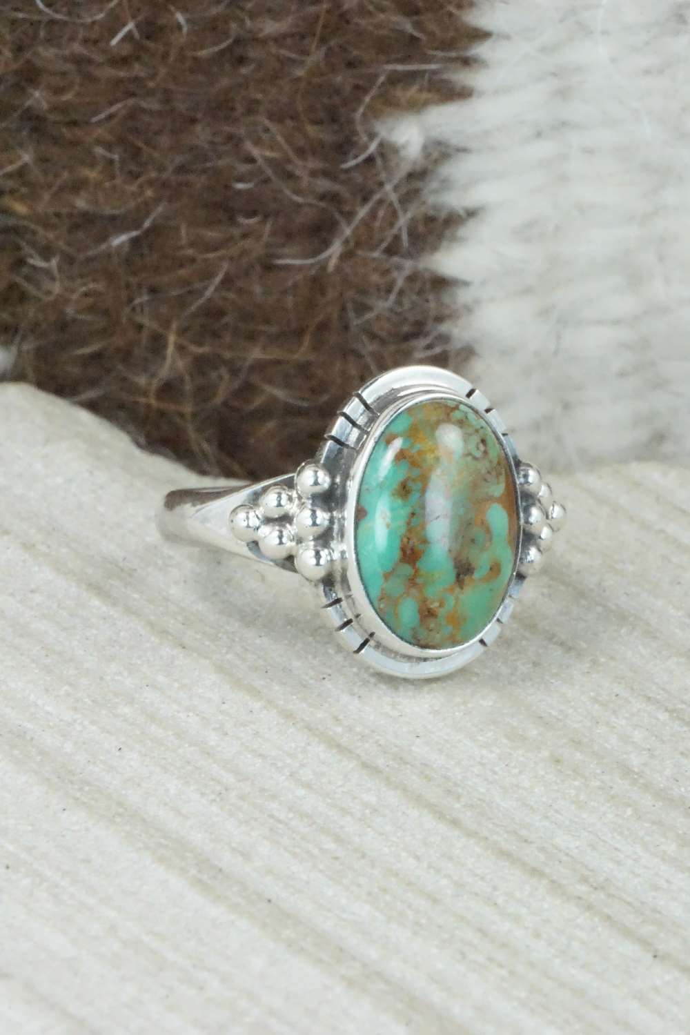 Turquoise & Sterling Silver Ring - Mark Barney - Size 7