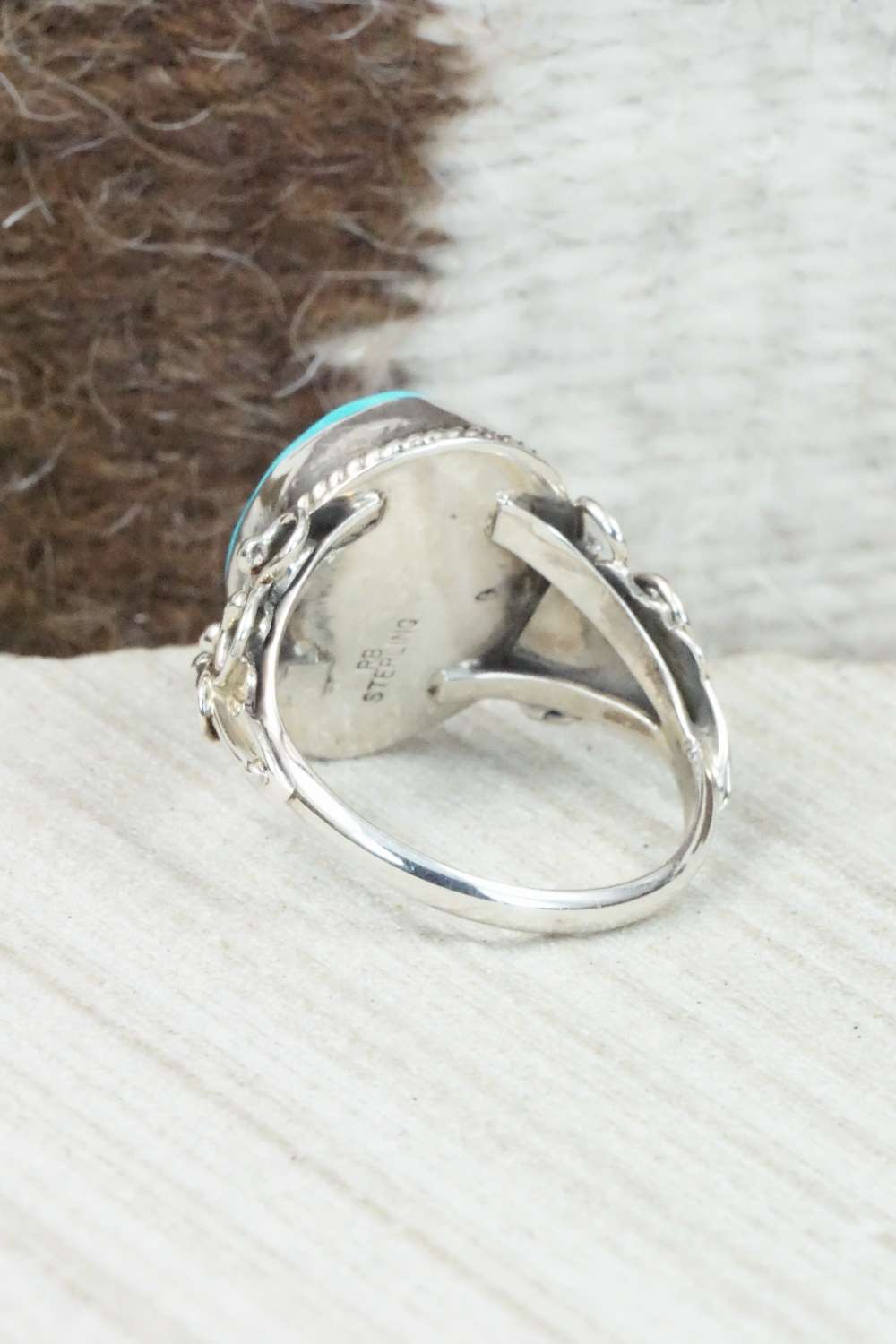 Turquoise & Sterling Silver Ring - Rita Begay - Size 10.75