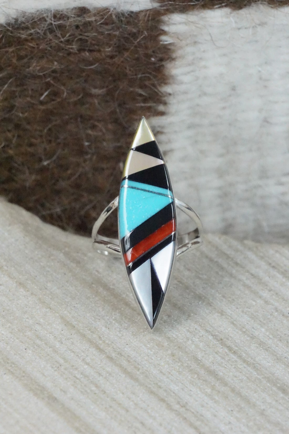 Multi Stone & Sterling Silver Ring - Cleo Kallestewa - Size 6.5