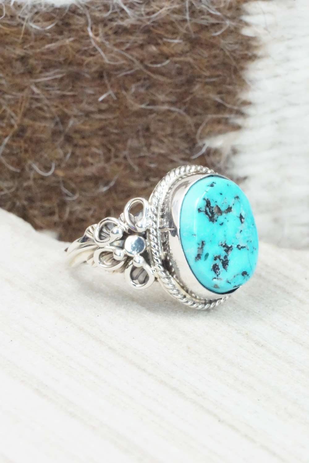 Turquoise & Sterling Silver Ring - Rita Begay - Size 10.75