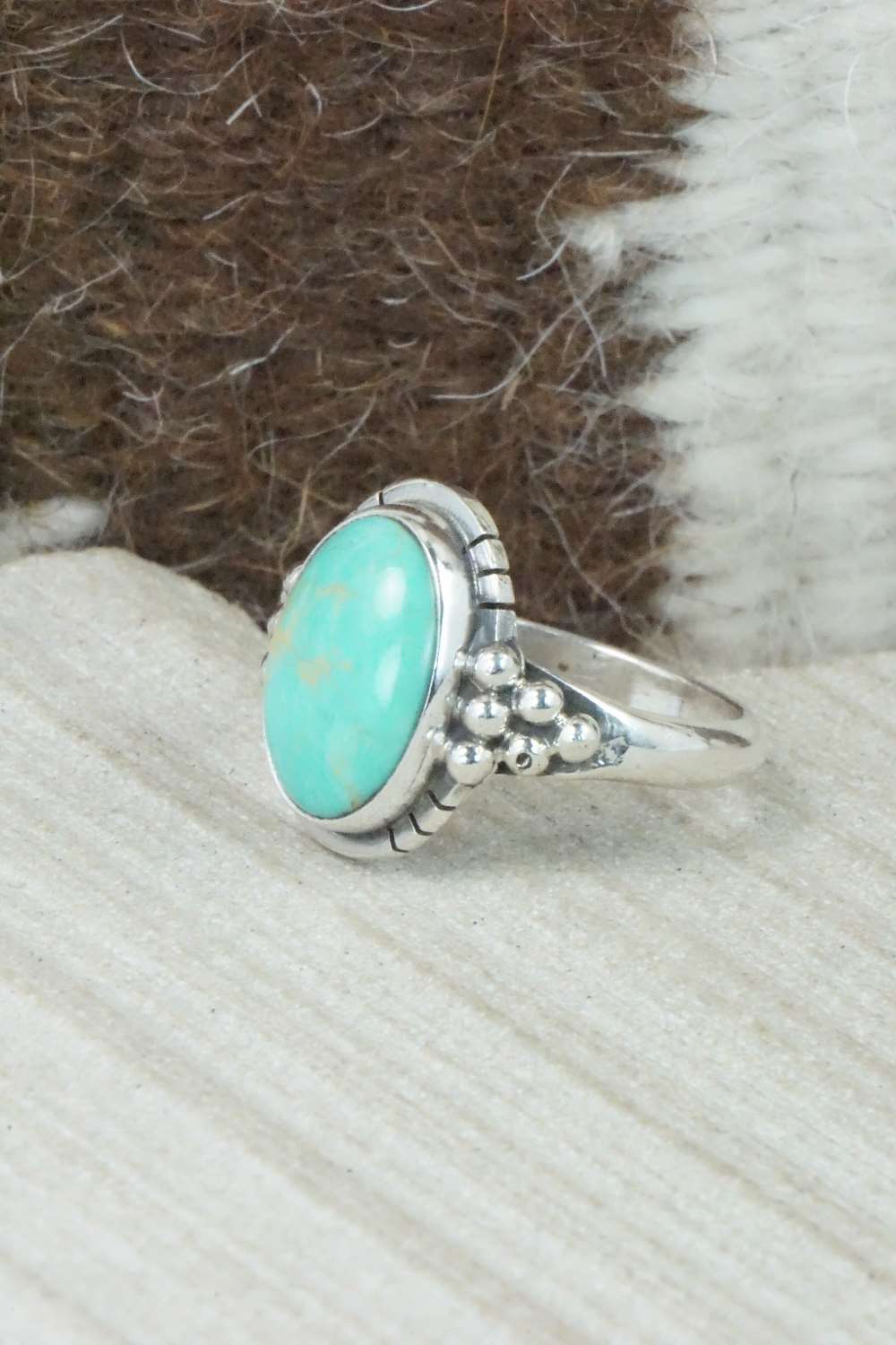 Turquoise & Sterling Silver Ring - Mark Barney - Size 7