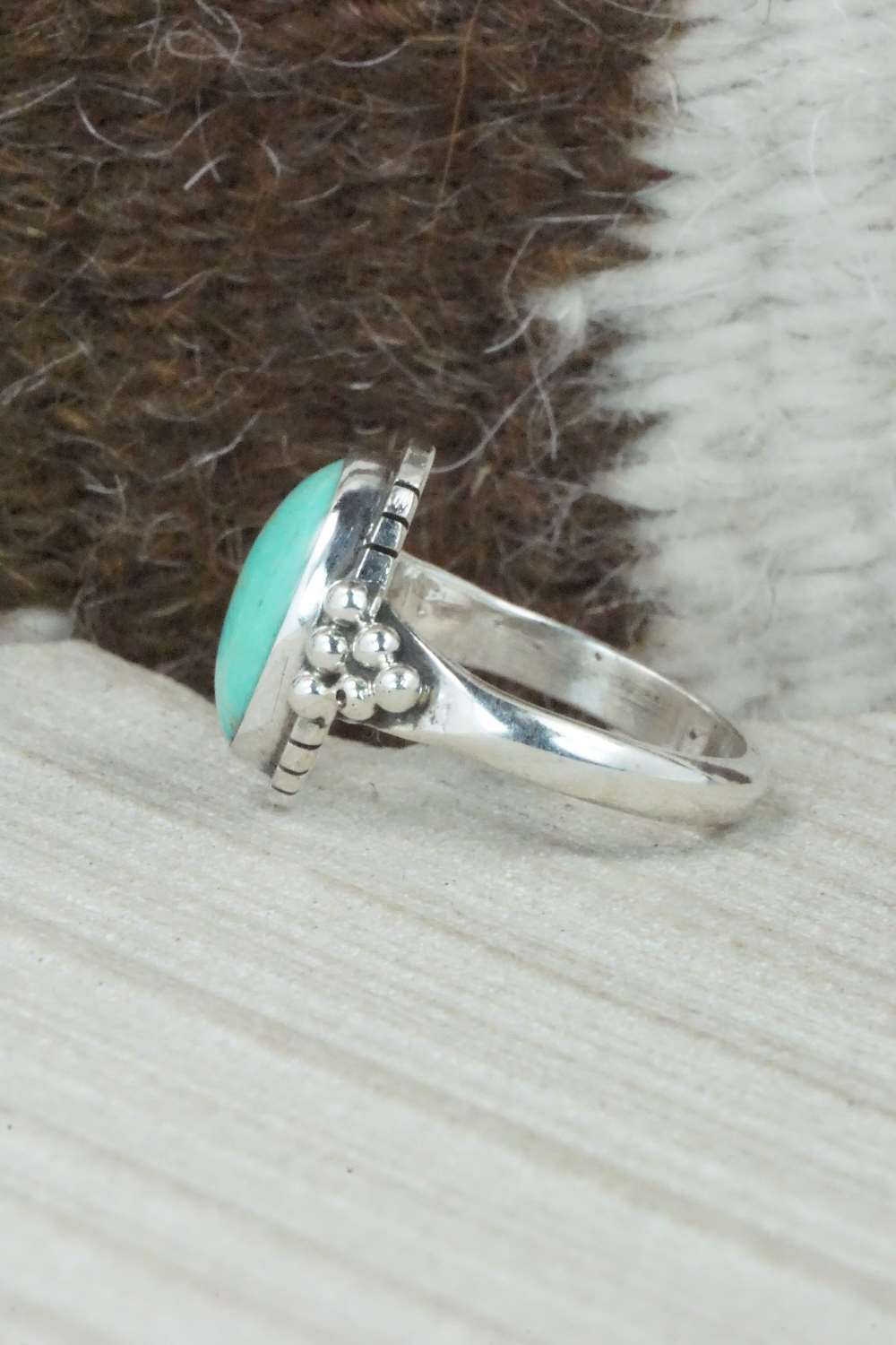 Turquoise & Sterling Silver Ring - Mark Barney - Size 7