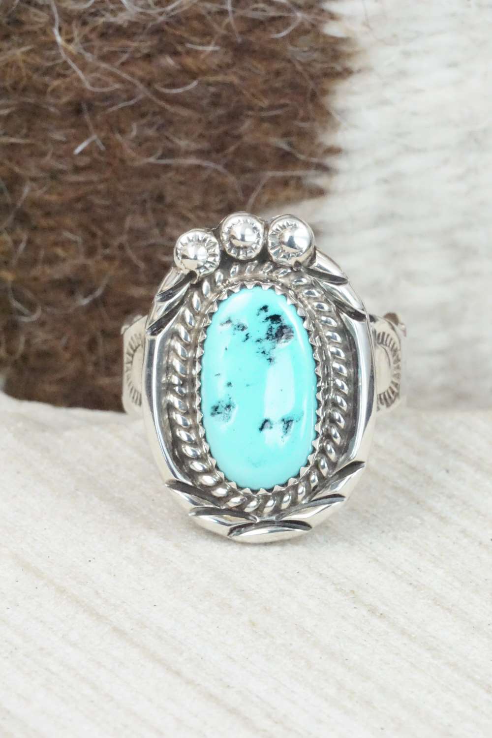 Turquoise & Sterling Silver Ring - Size 10.5