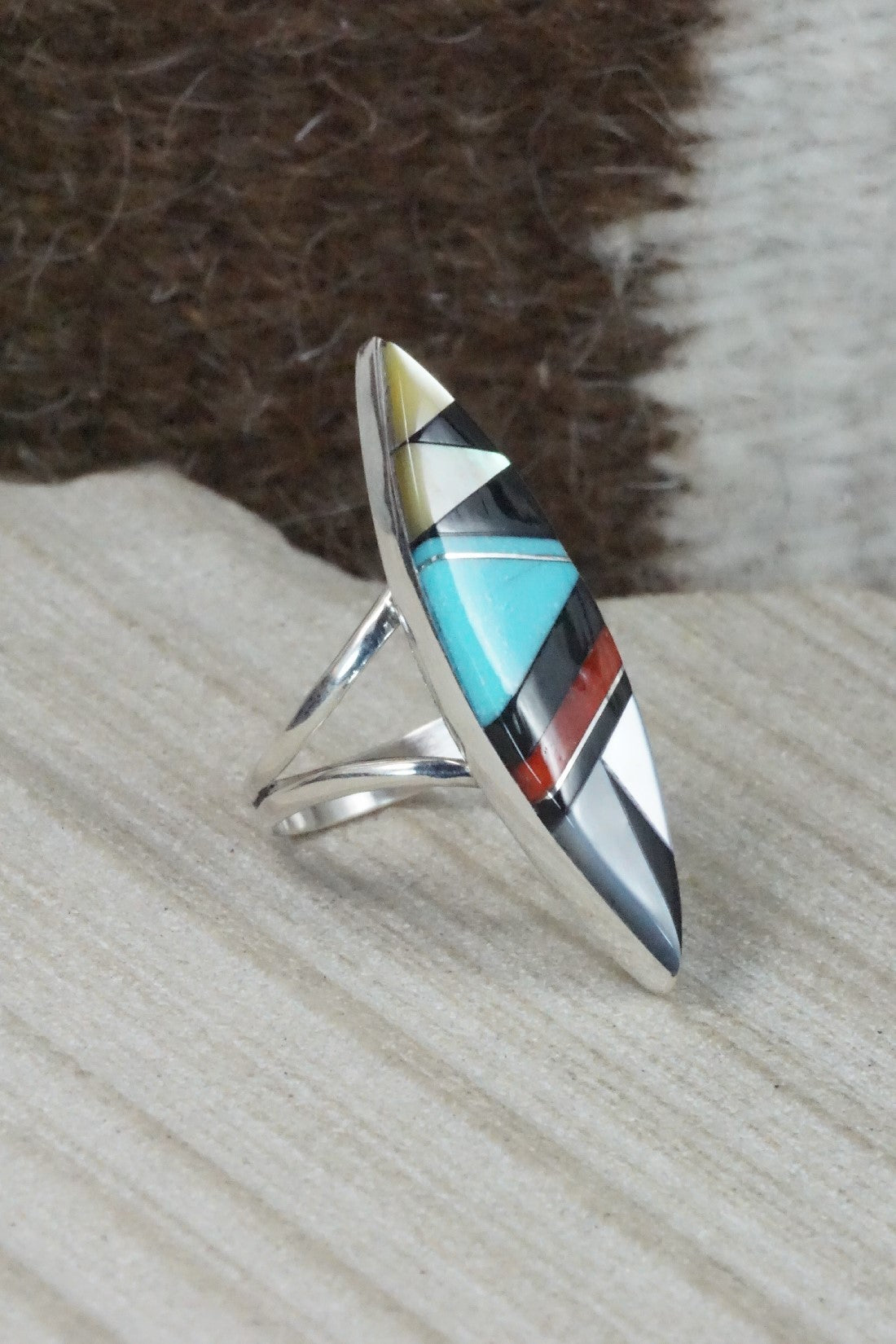 Multi Stone & Sterling Silver Ring - Cleo Kallestewa - Size 6.5