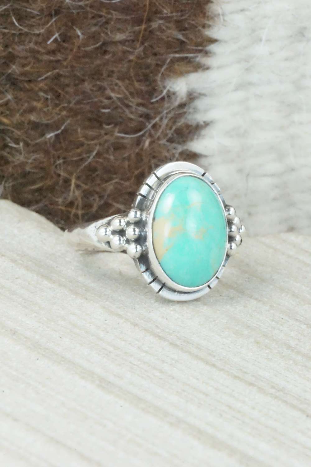 Turquoise & Sterling Silver Ring - Mark Barney - Size 7