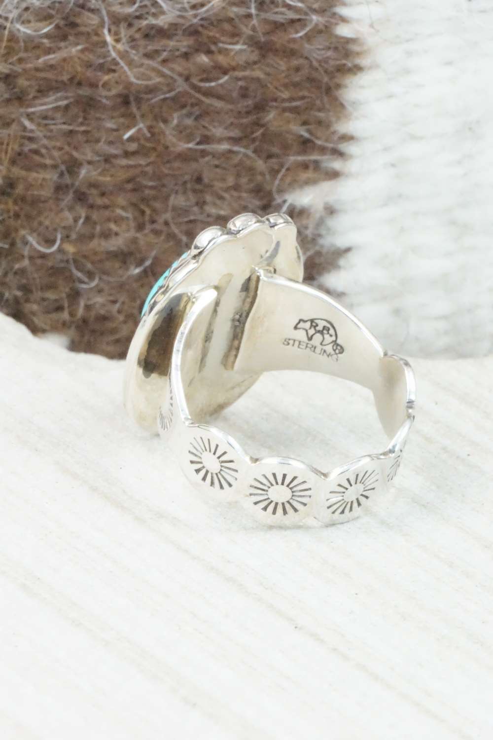 Turquoise & Sterling Silver Ring - Size 10.5