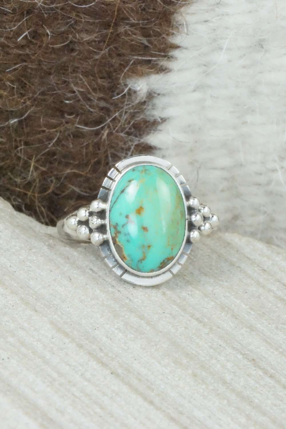 Turquoise & Sterling Silver Ring - Mark Barney - Size 7