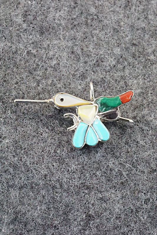 Multi Stone and Sterling Silver Pendant & Pin - India Natewa