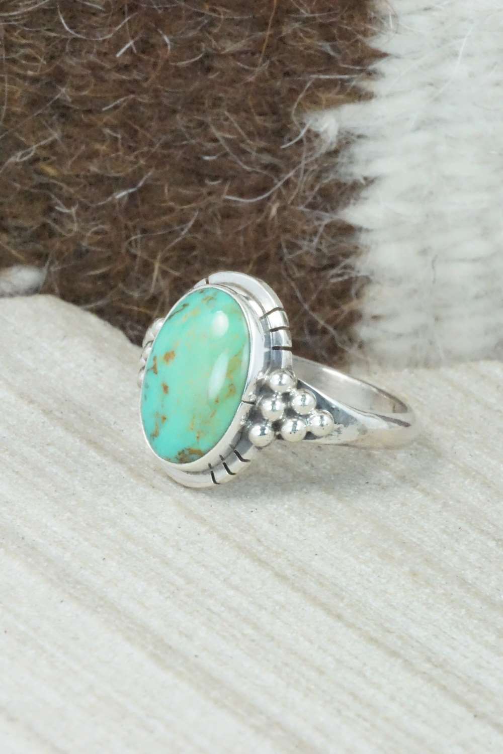 Turquoise & Sterling Silver Ring - Mark Barney - Size 7