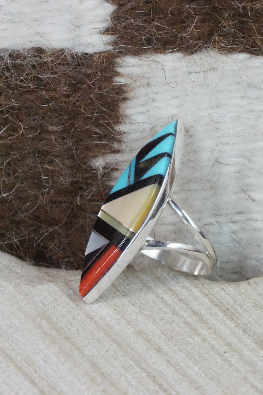 Multi Stone & Sterling Silver Ring - Cleo Kallestewa - Size 7.25