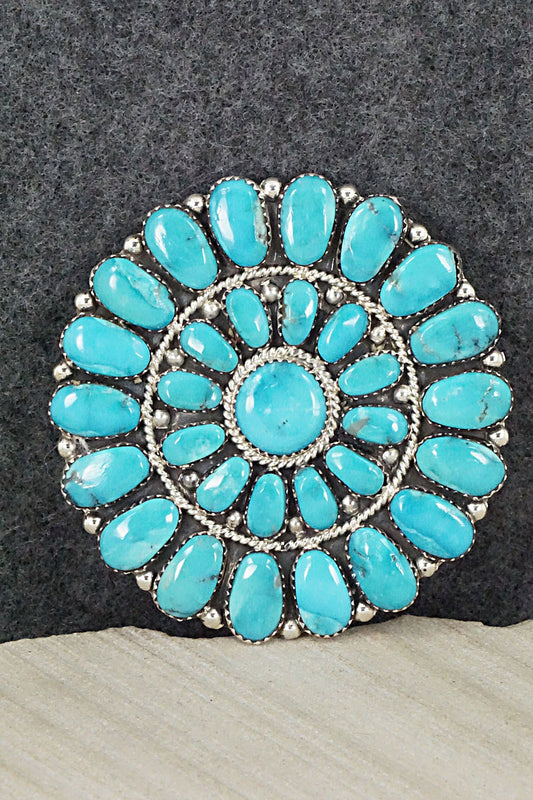 Turquoise & Sterling Silver Pendant / Pin - Jesse Williams