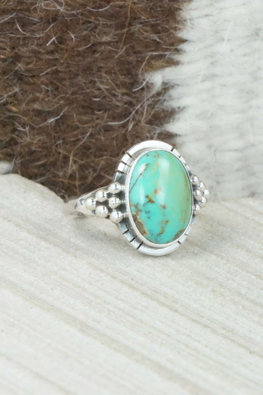 Turquoise & Sterling Silver Ring - Mark Barney - Size 7