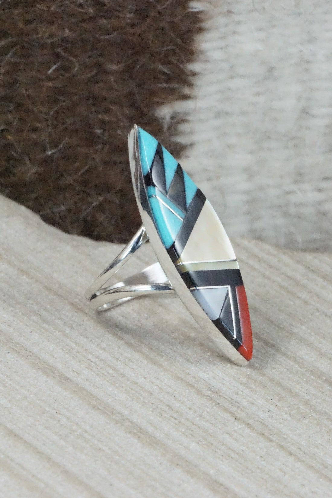 Multi Stone & Sterling Silver Ring - Cleo Kallestewa - Size 7.25