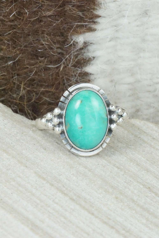 Turquoise & Sterling Silver Ring - Mark Barney - Size 8