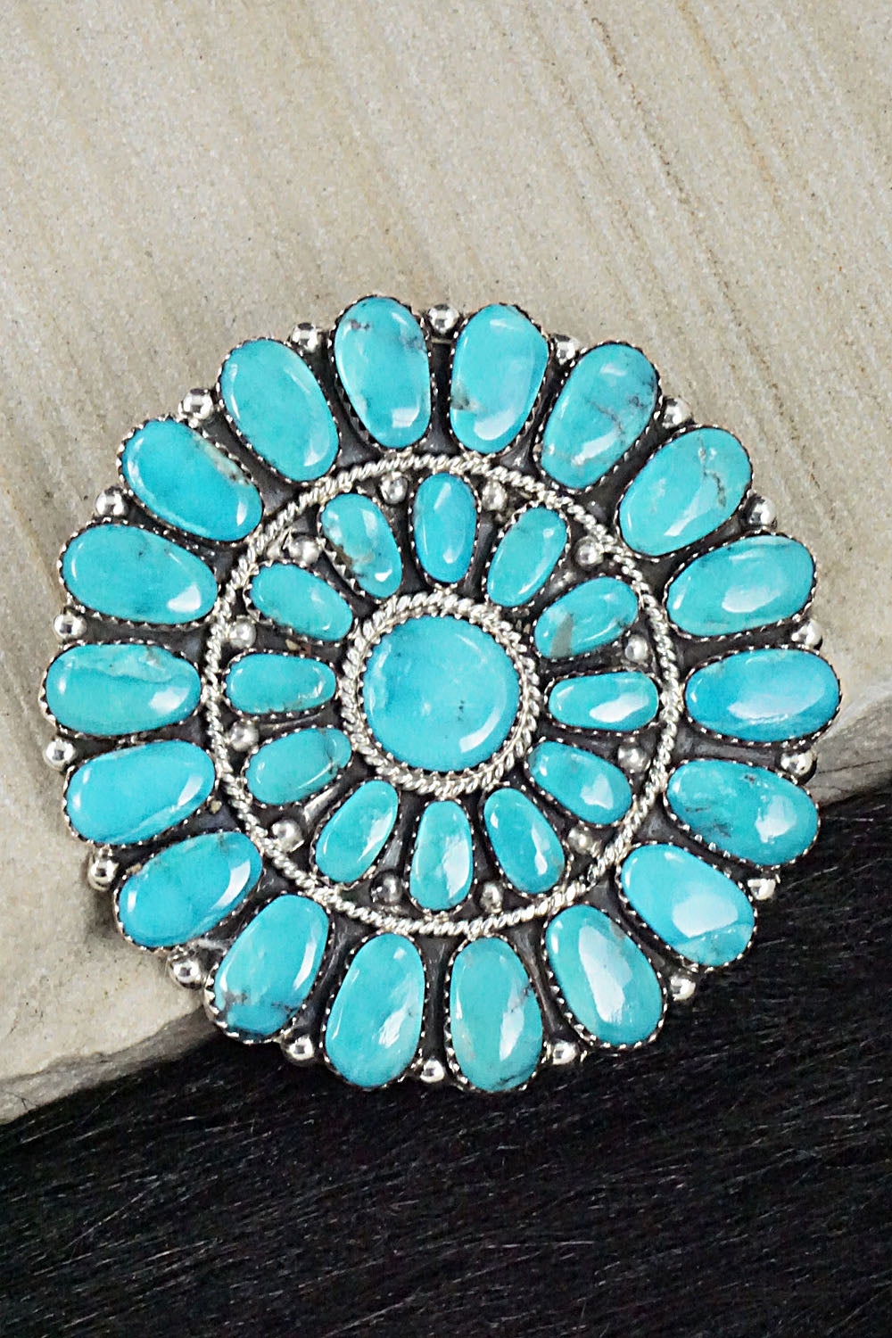 Turquoise & Sterling Silver Pendant / Pin - Jesse Williams