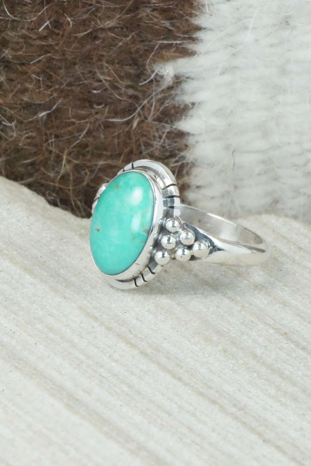 Turquoise & Sterling Silver Ring - Mark Barney - Size 8