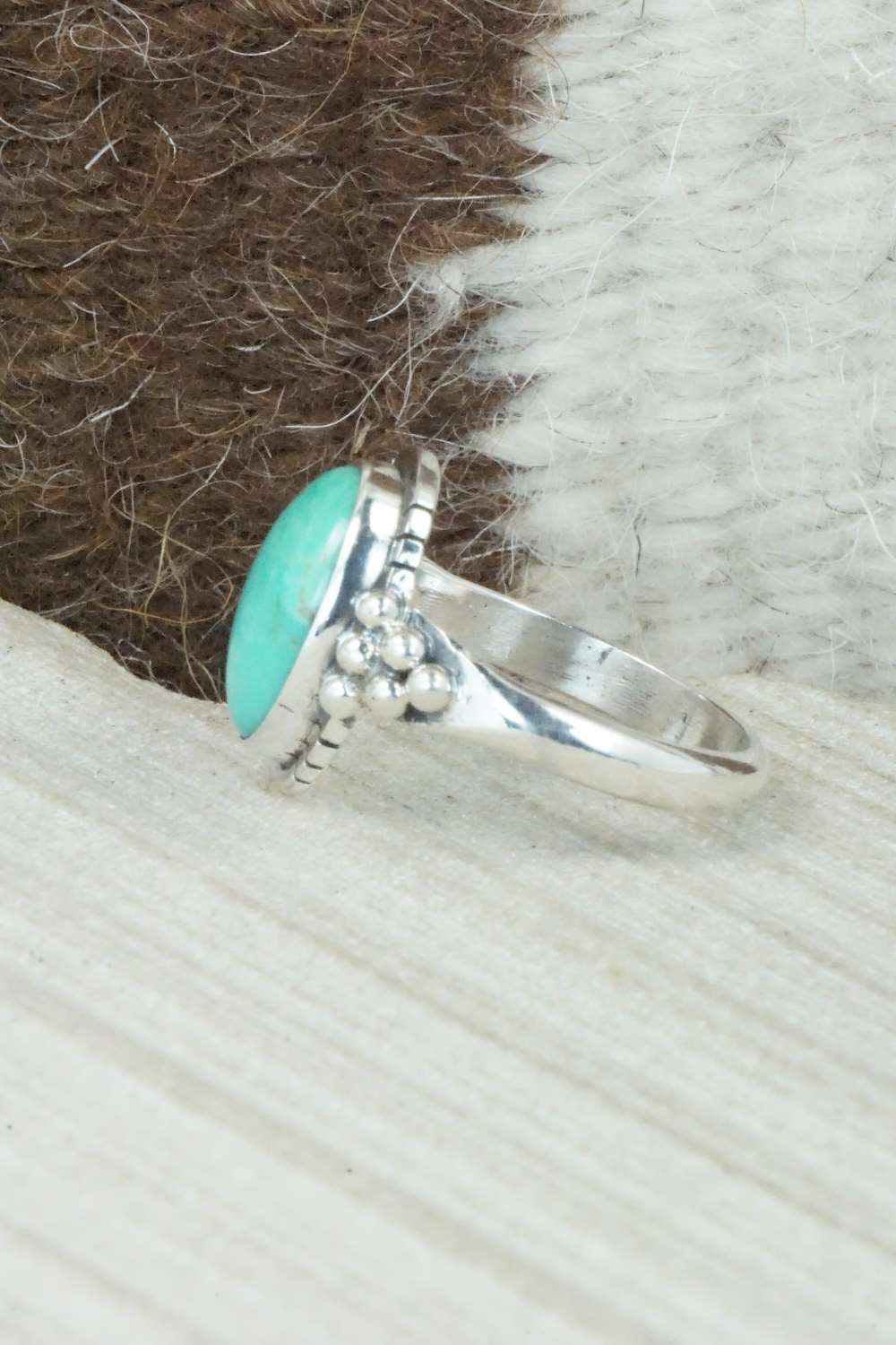 Turquoise & Sterling Silver Ring - Mark Barney - Size 8