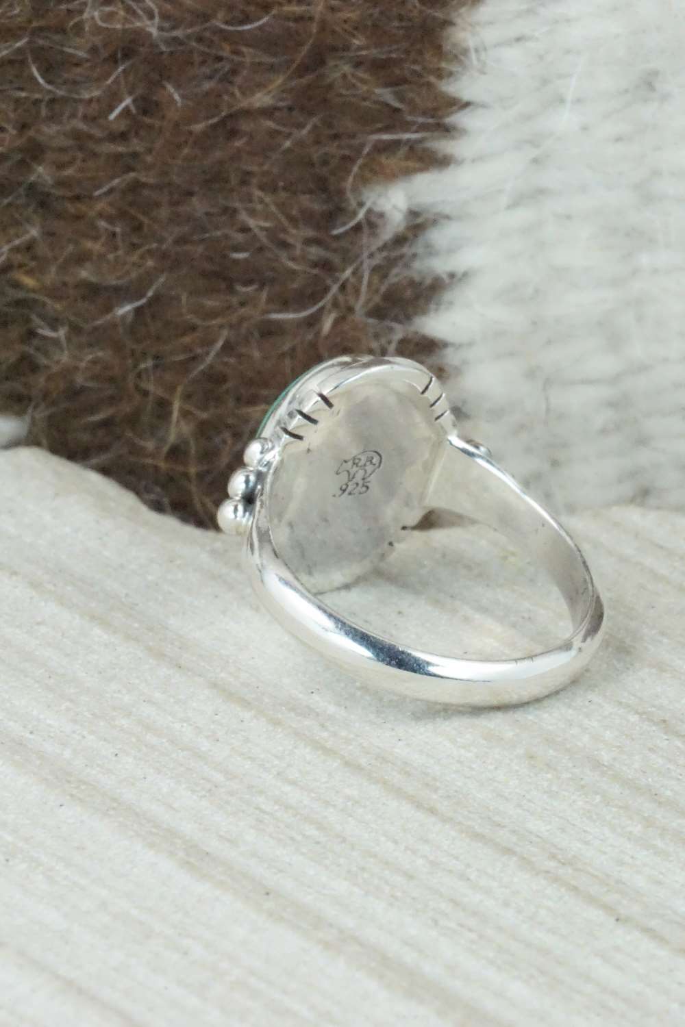 Turquoise & Sterling Silver Ring - Mark Barney - Size 8