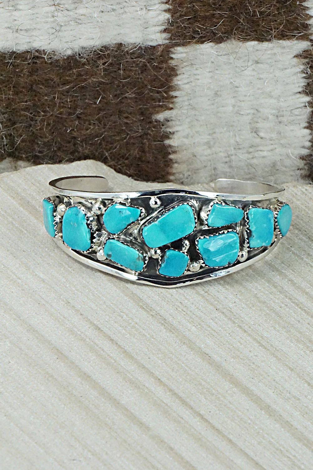 Turquoise & Sterling Silver Bracelet - Vangie Tsabetsaye