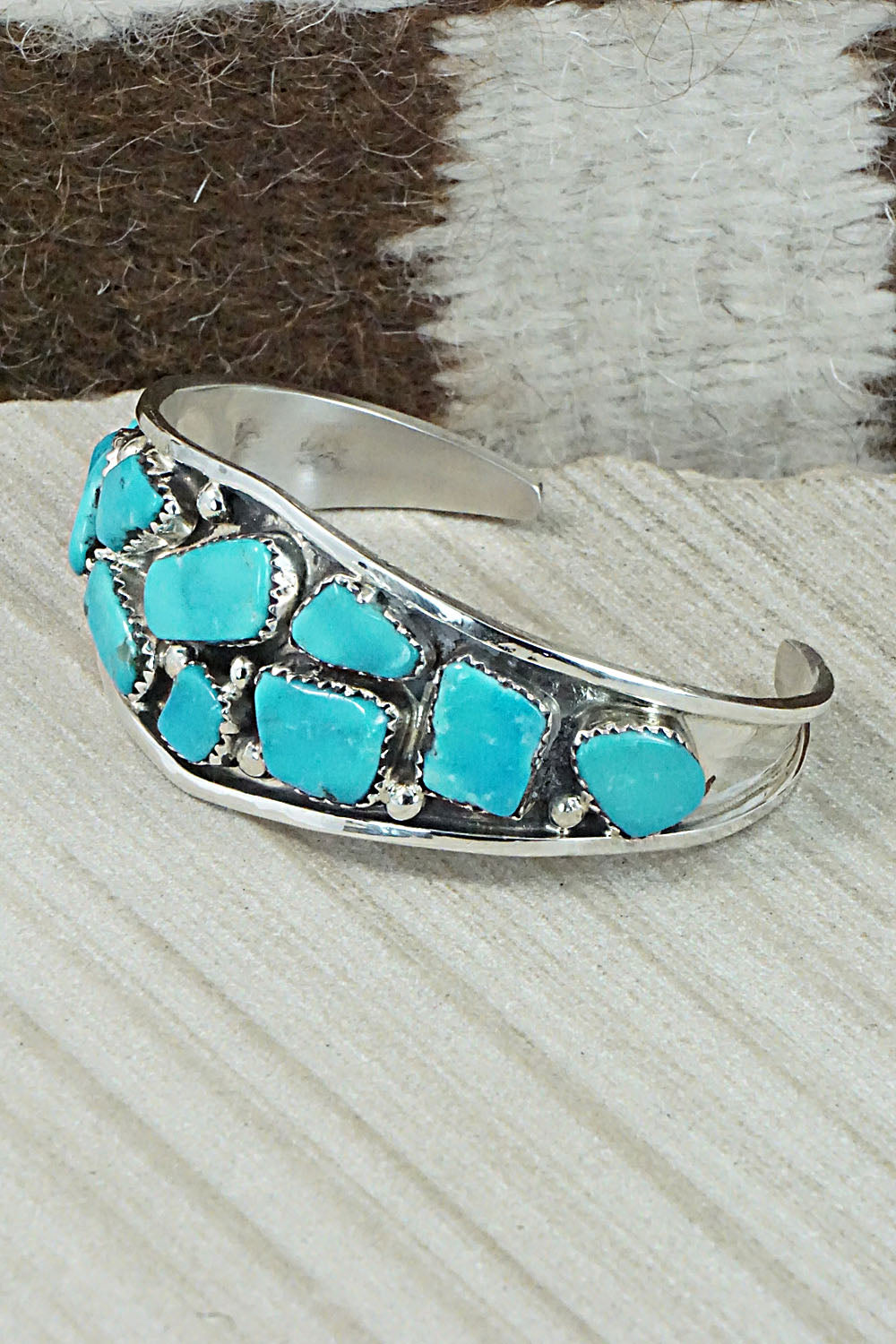 Turquoise & Sterling Silver Bracelet - Vangie Tsabetsaye