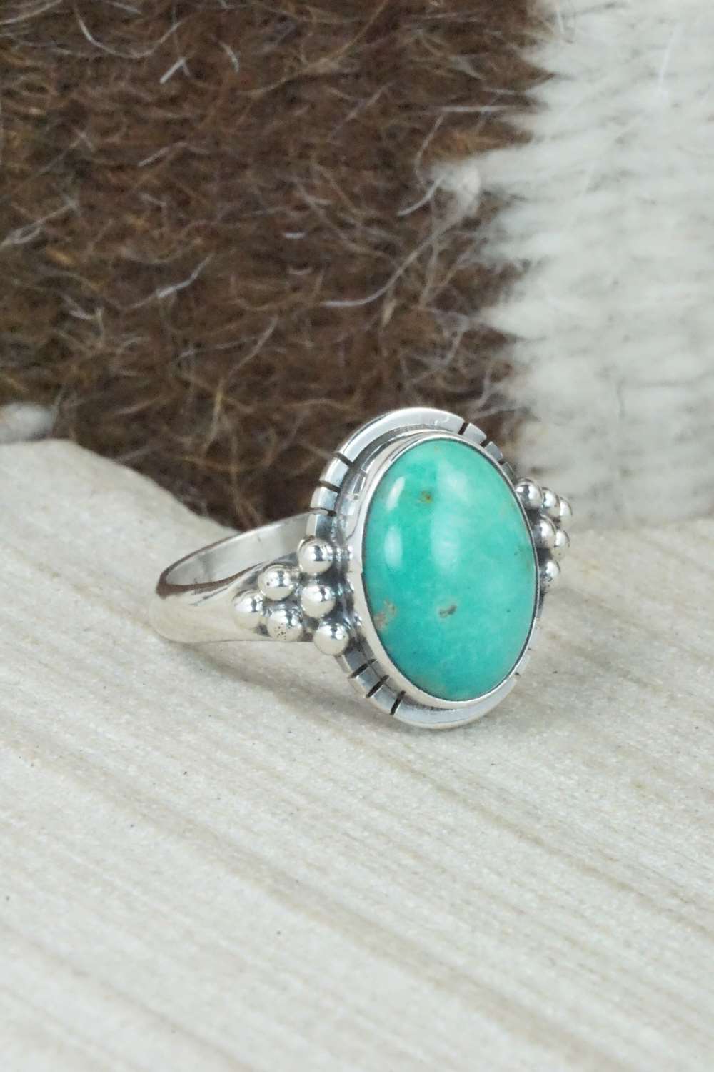 Turquoise & Sterling Silver Ring - Mark Barney - Size 8