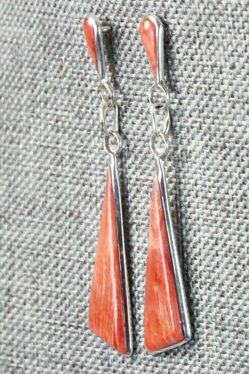 Spiny Oyster & Sterling Silver Earrings - Angela Gasper
