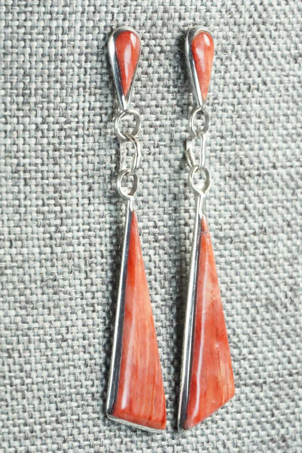 Spiny Oyster & Sterling Silver Earrings - Angela Gasper