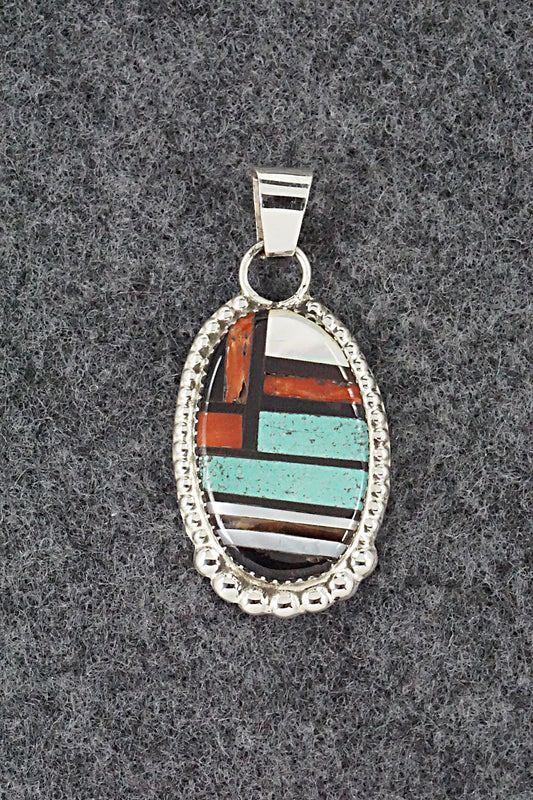 Multi Stone & Sterling Silver Inlay Pendant - Wayne Haloo