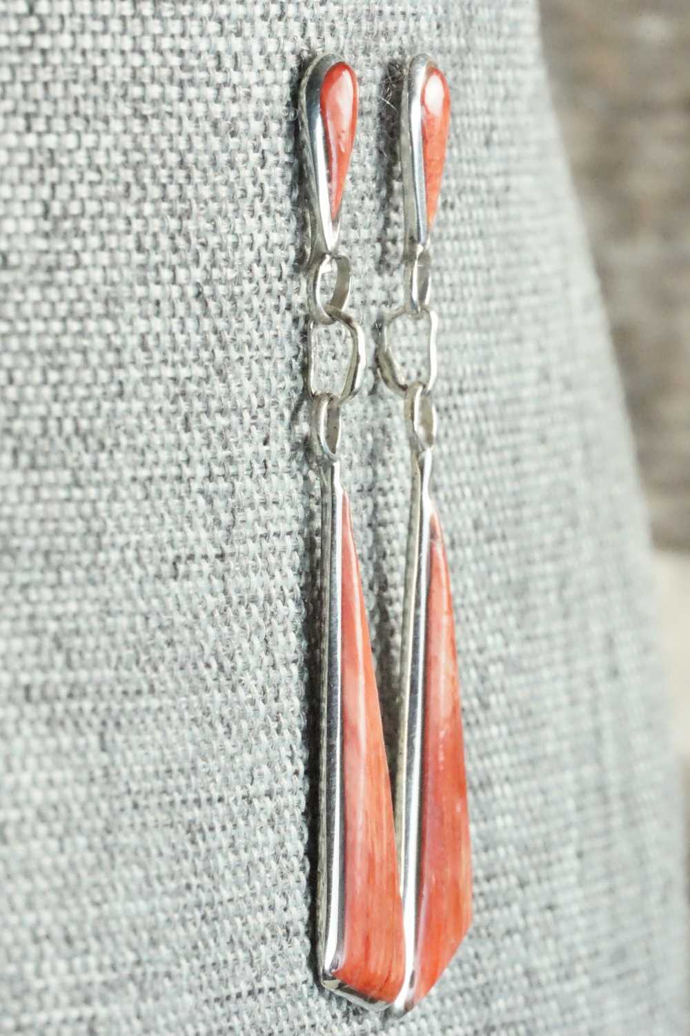 Spiny Oyster & Sterling Silver Earrings - Angela Gasper